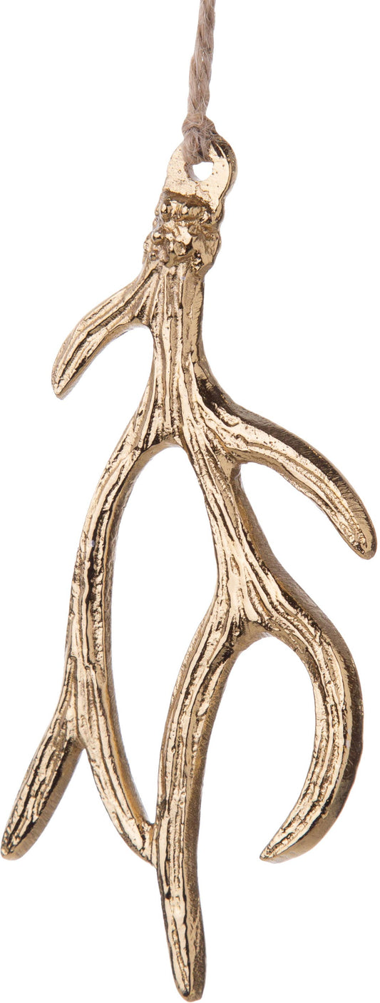 A69073 Cast metal antler ornament,shiny gold finish