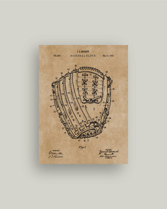 Baseball Mit Map Antique Artist Board