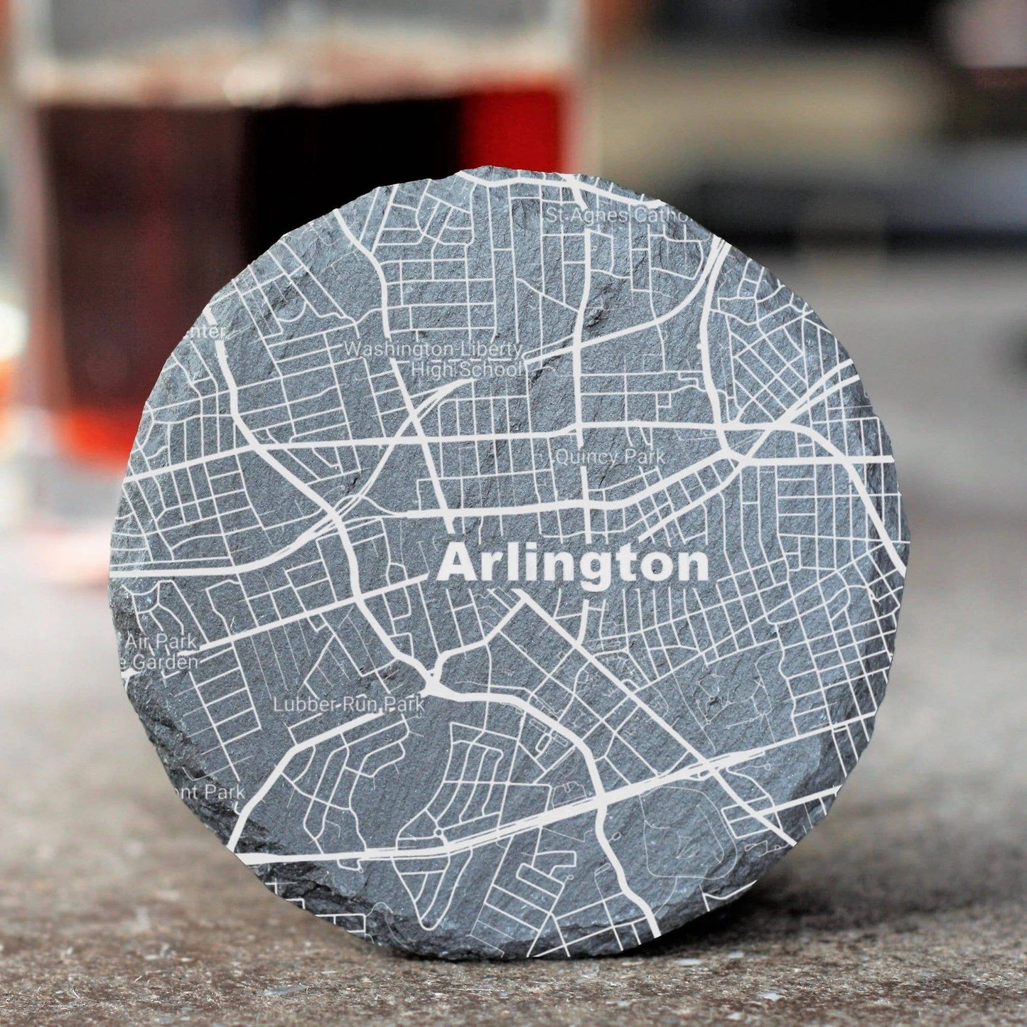 Custom City - Laser Engraved Coasters - Street Map Design: Circle