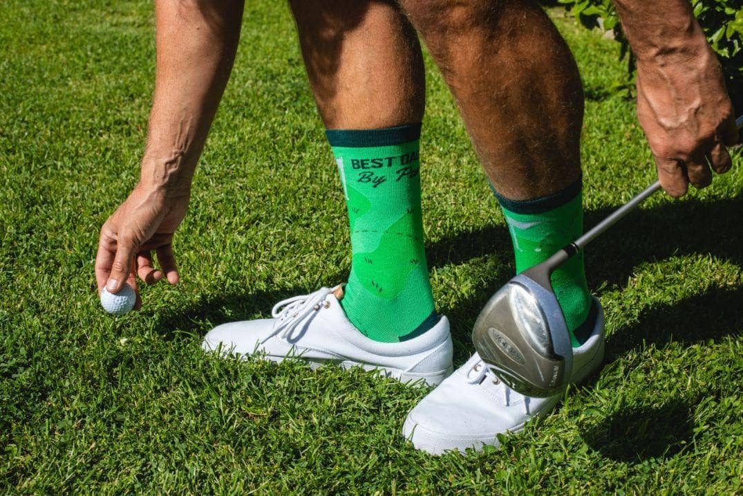 Mens Best Dad By Par Socks Funny Golf Lovers Golfing Sock: Mens (9-11) / Green