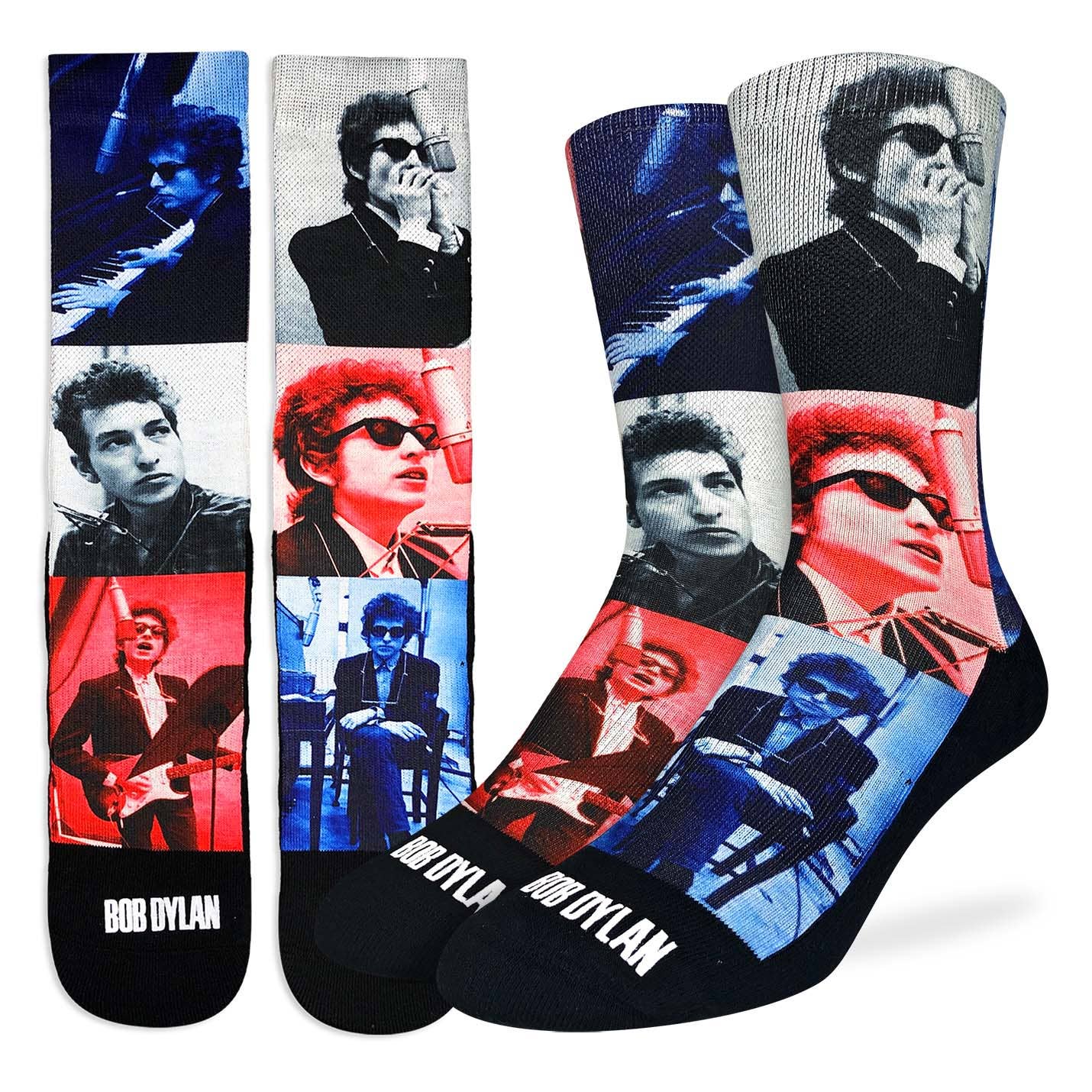 Men's Bob Dylan, Red & Blue Socks: Shoe Size 8-13