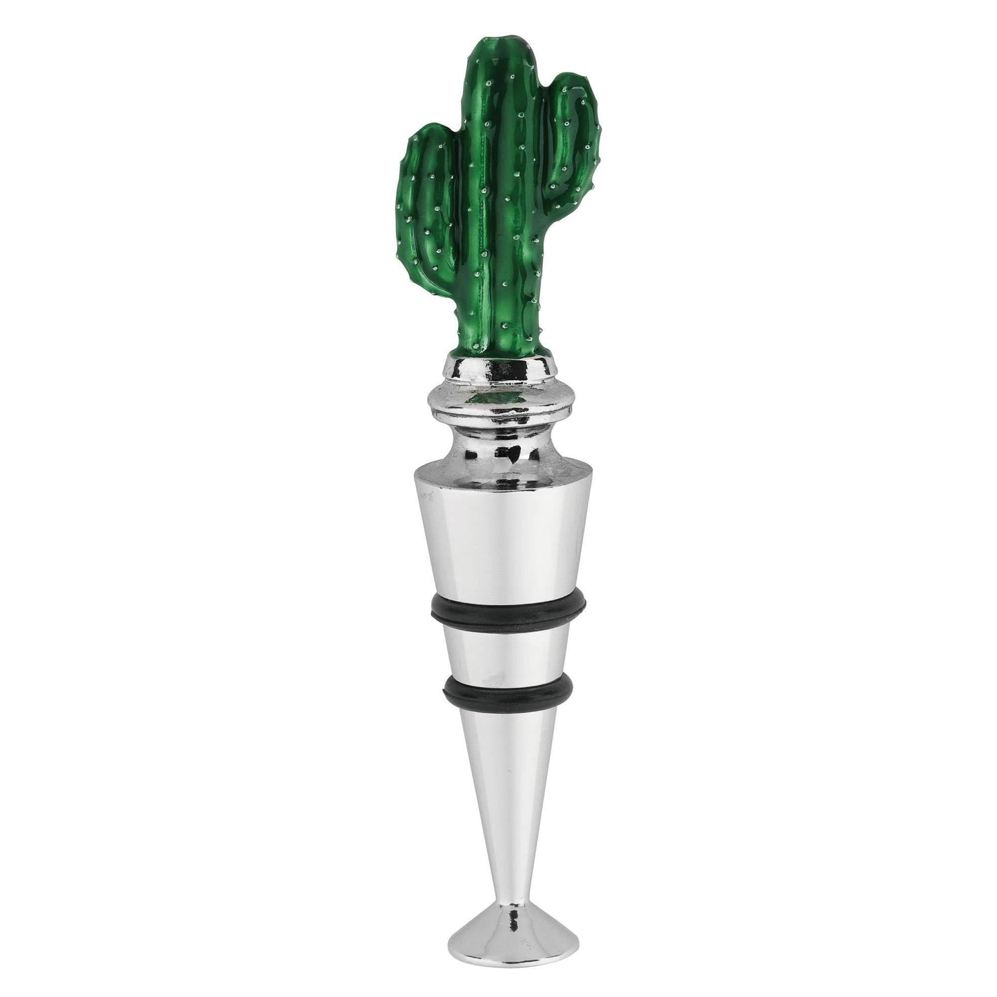 Cactus Zinc Alloy Wine Bottle Stopper, Painted